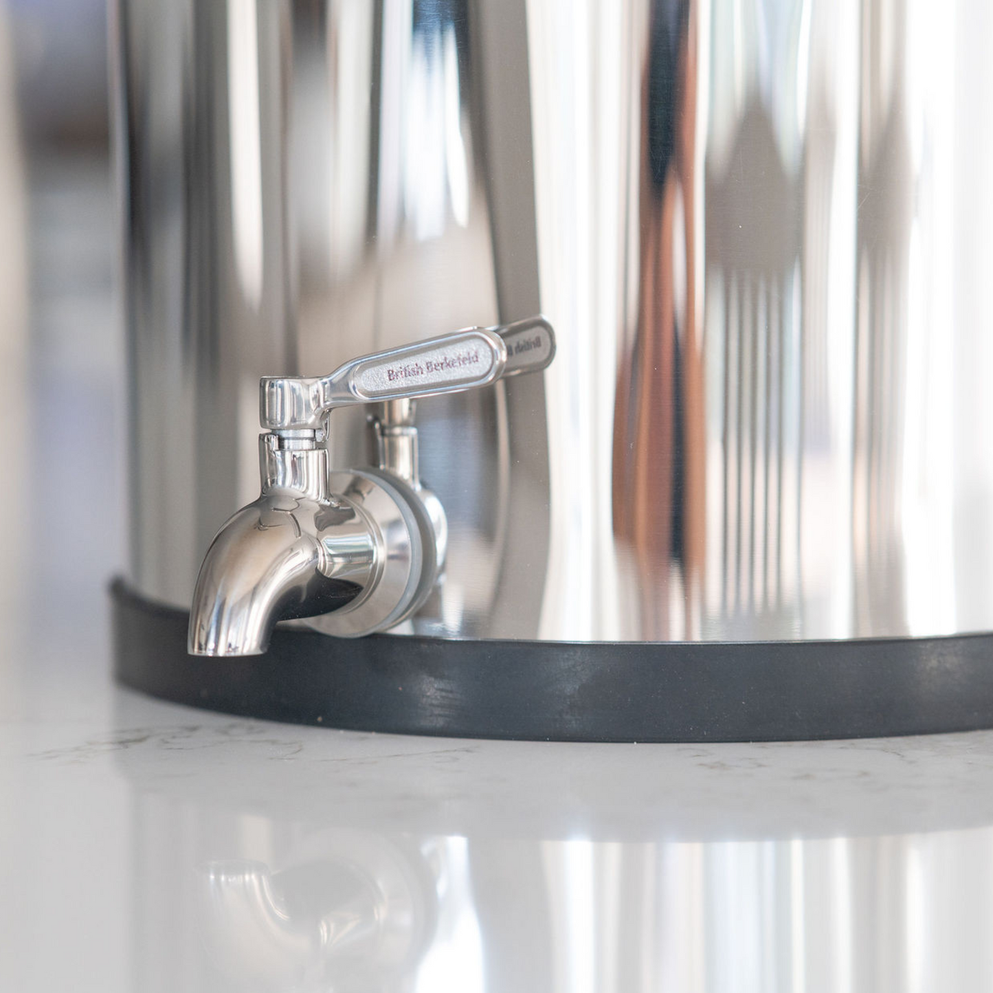 british berkefeld water filter stainless steel spout closeup