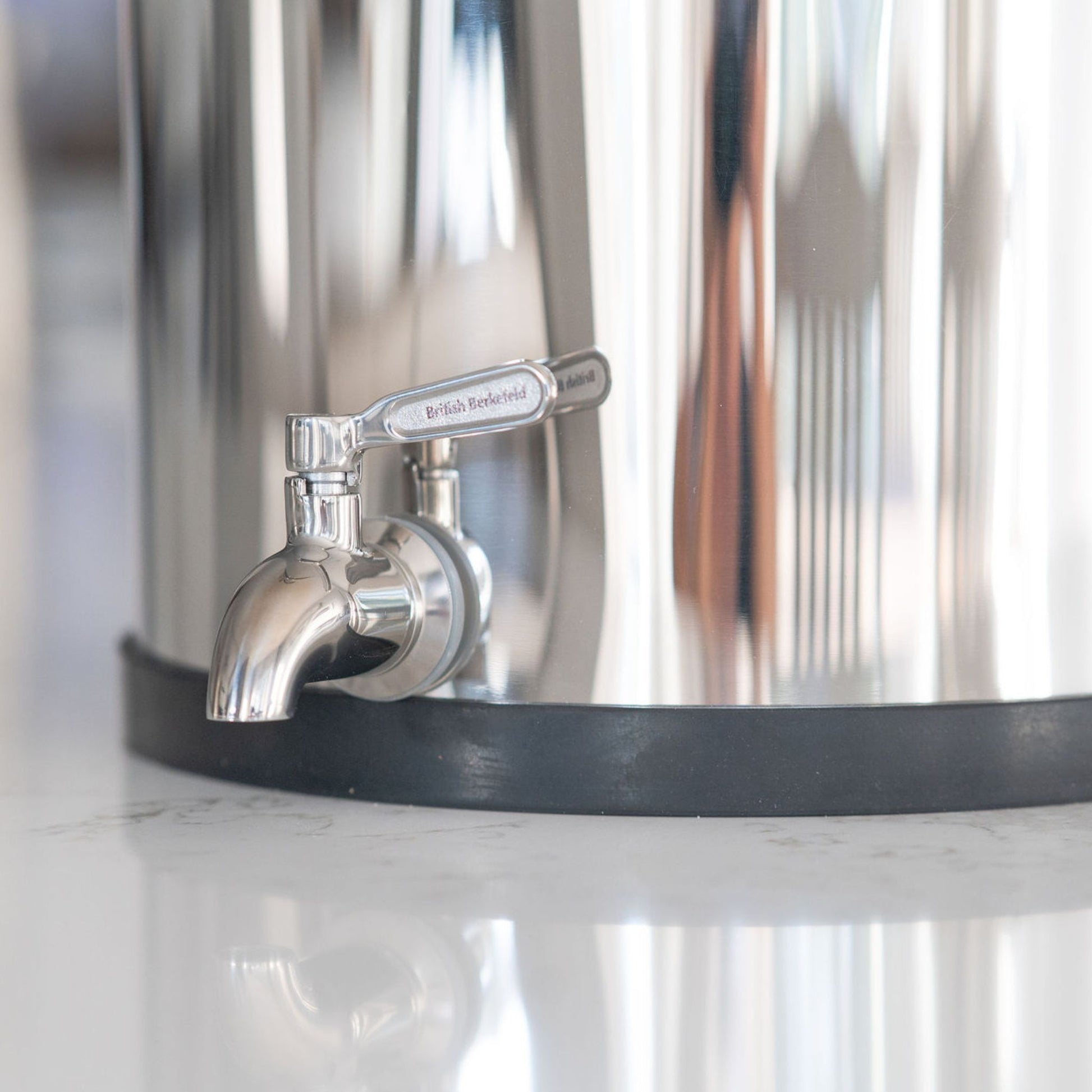 british berkefeld water filter stainless steel spout closeup